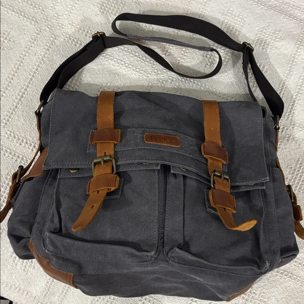 Kattee Leather Canvas Camera Bags for Men Vintage DSLR SLR Messenger Shoulder...